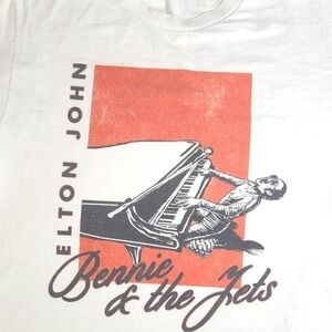 Elton John Bennie and the Jets T Shirt White Port & Company Size Small